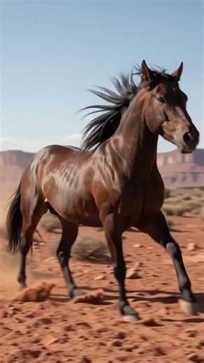 Wild Mustang Galloping Through Utah’s Red Desert! 🐎🏜️