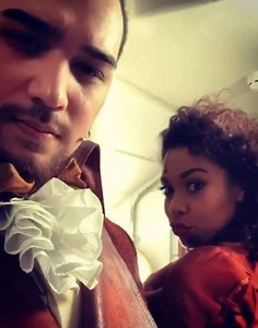 Could you say no? Yeah I didn't think so. Sincerely,The Reynolds. 📸: Manaia Glassey-Ohlson (James Reynolds) with Lydia Fraser (Understudying Maria Reynolds). | Hamilton West End