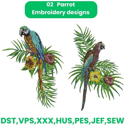 Parrot Embroidery Design, Bird Embroidery, Bird Design Pattern, Love Birds, Australian Native Parrot, Machine Embroidery Designs - Etsy