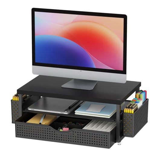 UEB 2-Tier Computer Monitor Stand Riser with Drawer and 2 Pen Holders Desk Monitor Riser Laptop Stand for Office Supplies | Lazada.co.th