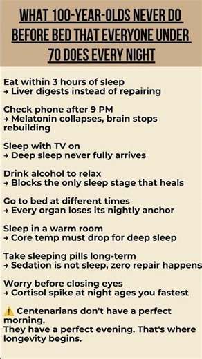 What 100-Year-Olds Never Do Before Bed That Everyone Under 70 Does Every Night | Longevity Habits