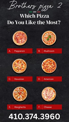 The age-old adage says you can't make everyone happy, but why not? Now you can bring happiness to everyone at dinner. Two or more pizzas, the more you order the more you save. 2 small pizzas $16.99 toppings $1 each. 2 medium pizzas $18.99 toppings $1.50 each. 2 large pizzas $22.99 toppings $2.00 | Brothers Pizza II