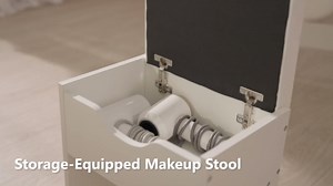 Furmax Vanity Desk Set with Large Lighted Mirror, 35.4 Inch Makeup Vanity Table with 2 Drawers, Cushioned Storage Stool, 3 Lighting Modes Brightness Adjustable, Dressing Table for Bedroom (Black)