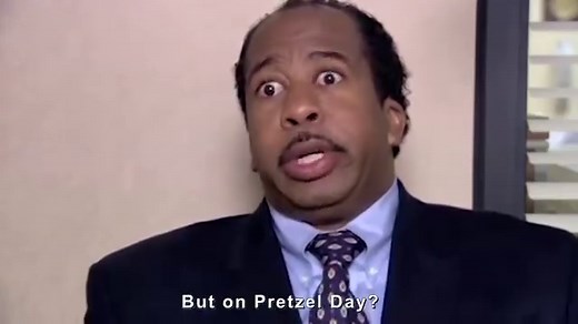 1.7M views · 22K reactions | Our most delicious holiday has arrived. Happy National Pretzel Day, Dunder Mifflin! | The Office | Facebook