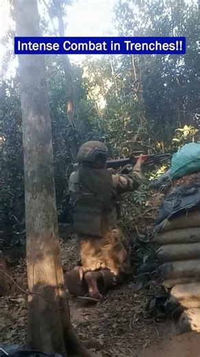 Cambodian Soldier in Close Combat Using Type-81 Light Machine Gun