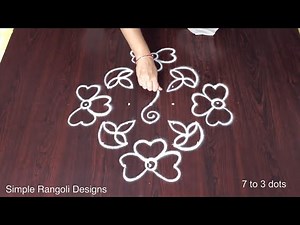 7x3 Dots Rangoli: Easy Deepavali Kolam | Simple Rangoli Designs