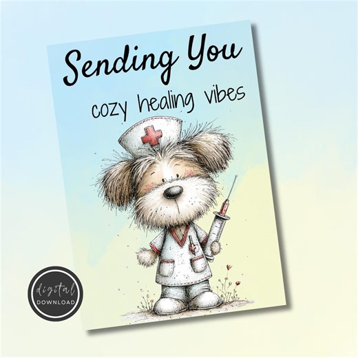 Dog Nurse Get Well Card | Printable Greeting Card Download for Kids & Adults