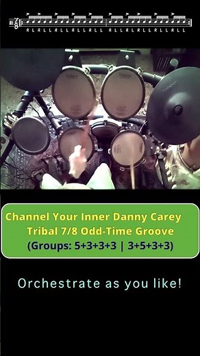 Play Like Danny Carey: Heavy 7/8 Tribal Groove Tutorial 🌀#shorts #drums