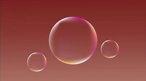 Download Smooth animation of motion bubbles. Realistic bubbles slow bounce on red screen. for free