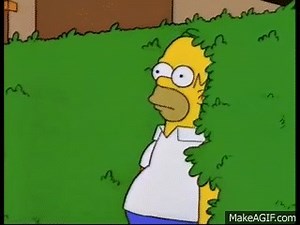 Homer disappears into bushes on Make a GIF