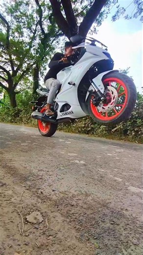 🔥🔥R15 V4 white aesthetic riding shots""White R15 V4 full gear rider