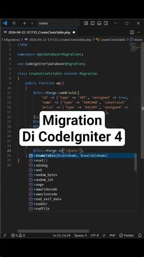 Membuat Tabel Via Migration di CodeIgniter 4