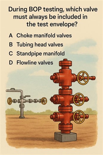 BOP Testing: Which Valve Is Always Included? Q56#BOPTesting #OilfieldSafety #WellControl