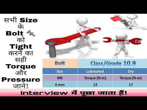 All Size Bolt Tightening Torque and Pressure | Bolt को कितने Torque और Pressure पे Tight करना चाहिए?