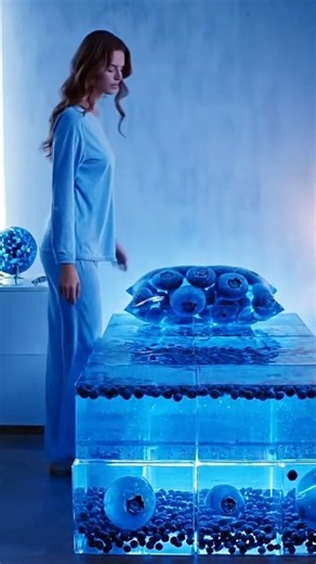 Blueberry Jelly Bed ASMR 💙 | Dreamy Sleep Aesthetic | Relaxing AI Visuals 🌙✨