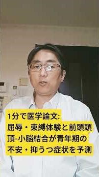 屈辱や閉じ込められた経験、そして前頭頭頂葉と小脳の神経結合は、青年期の不安や抑うつ症状を予測する。Psychological medicine. 2026 Mar 30;56;e84