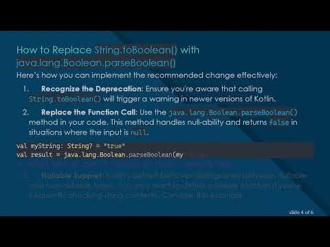 Handling the Deprecation of String.toBoolean in Kotlin