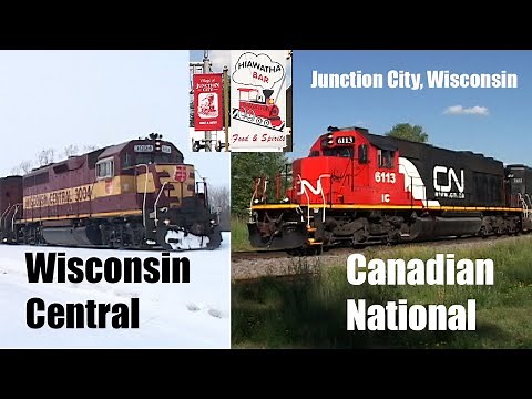 Wisconsin Central and Canadian National in Junction City, Wisconsin (Full Video 2009)