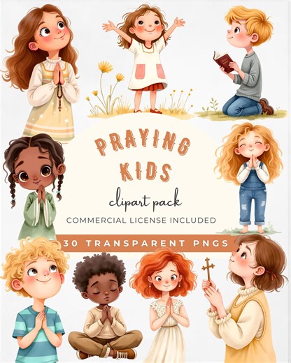 Praying Kids Clipart Bundle, Cute Children Praying PNG, Bible Study, Praying Girls and Boys, Christian Kids, Kids Prayer Illustrations - Etsy