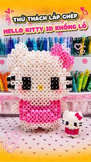 Making a Giant 3D Hello Kitty out of Fuse Beads #diy #beads
