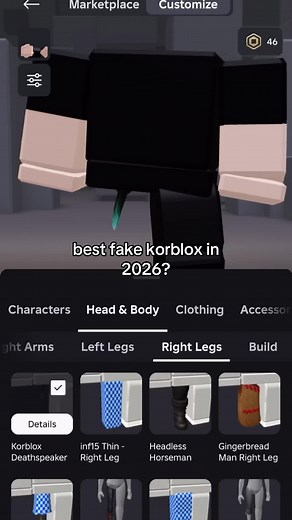 Best Fake Korblox Items in Roblox for 2026