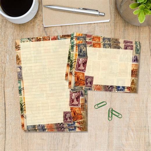 Stamps A5 Letter Writing Stationery Set, Cute Penpal Supplies Pack, Snailmail Kit With Matching A5 Sheets Envelopes & Stickers - Etsy
