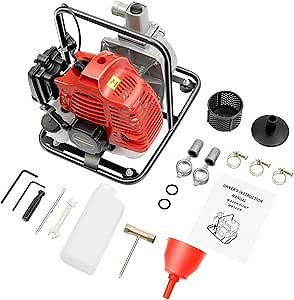 43CC 2HP Gas Powered Water Pump, 2-Stroke Gas Powered Water Pump Flood Farm Irrigation Water Transfer Pump 10m3/h