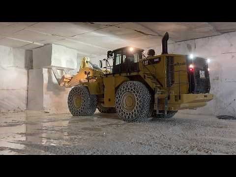 Underground Marble Quarry With Caterpillar 988K Block Handler - Nordia Quarry