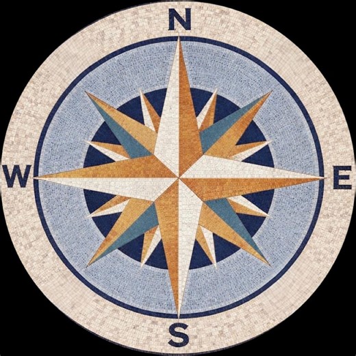 Handmade Compass Rose Mosaic Design - Nautical Round Floor Medallion - Mosaic Tile Art - Home Decoration - Indoor/outdoor - Custom Sizes - Etsy UK