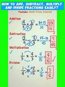 28 reactions · 15 shares | How to Add, Subtract, Multiply and Divide Fractions easily?  | Math Tricks Tutorial | Facebook