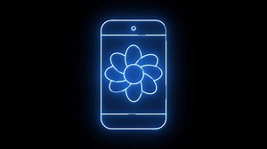 Download smartphone icon and flower icon with neon effect for free