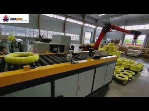 Automatic steel wire rewinding, strapping and packing line