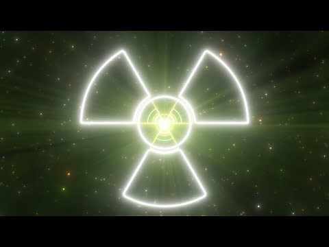 Radioactive Symbol Radiation Warning Sign Glowing Neon Lights Tunnel 4K Background VJ Video Effect