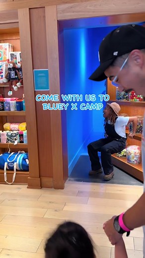 Cutest immersive experience I’ve ever been to! If you have a Bluey fan in your household, you definitely need to check this out. Only at CAMP Los Angeles for a limited time 🩵 #blueytok #bluey #blueyxcamp #campstores #momlife #thingstodoinla #motherhood #storewiththemagicdoor #blueyfans #socalmoms