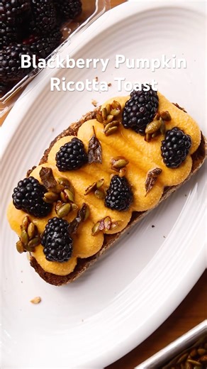 The perfect Blackberry Pumpkin Ricotta Toast! Find the full recipe on driscolls.com! #recipe #fall