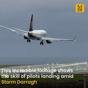 Incredible footage shows the skill of the pilots landing during Storm Darragh 🛬 | Manchester Evening News