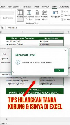 Cara Cepat Hapus Tanda Kurung & Isinya di Excel (Ctrl + H Trik Rahasia!) #excel #spreadsheetmagic