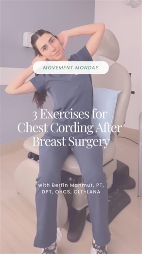 Well Beyond Breast Cancer on Instagram: "Chest cording (often called Axillary Web Syndrome) can happen after breast/chest surgery when tight, rope-like bands form under the skin. These bands can limit mobility and cause a pulling sensation, tightness, or discomfort, especially arm and/or upper body movements. Gentle, targeted stretching can improve your flexibility, reduce tightness, and help everyday movements feel more comfortable. ⭐️ Here Berfin, a Physical Therapist specializing in Breast Ca