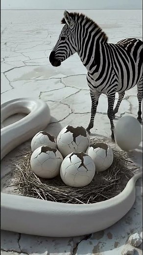 소금 사막에서… 거대 얼룩말이 뱀을 밀어냈다! 🐍🦓On the salt desert… the giant zebra pushed the albino python aside! 🐍🦓