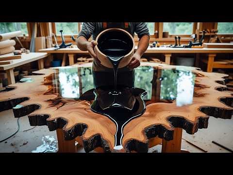 DIY Live Edge Tree Table: Epoxy Resin River Art & Woodworking Masterpiece Project;