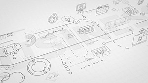 Inscription business in infographic diagram in 3D space.