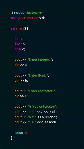 C++ Program: Take Input Using cin | #C++language #shorts #youtubeshorts