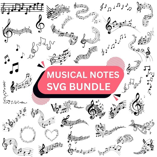 Music PNG Notes Bundle: Musical Clipart for Cricut, Silhouette (digital Download) - Etsy