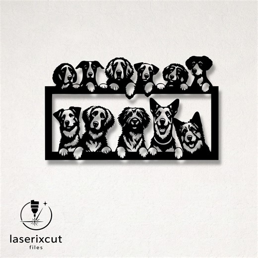 Peeking Dogs Laser Cut Vector Design – SVG, DXF, Ai, Pdf Files for Glowforge, Cricut, CNC, Metal, Wall Decor, Digital Instant Download - Etsy UK