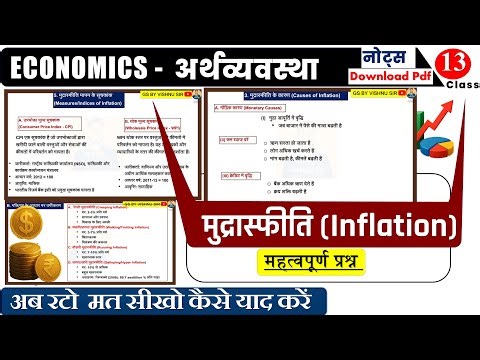 मुद्रास्फीति के महत्वपूर्ण प्रश्न | indian economy most important questions by vishnu sir