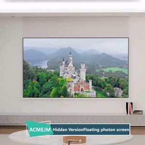 100" PureVision Motorized Projector Screen with Laser Speckle Reduction for Long Throw Projectors,Auto-Sync Movie Screen 4K/8K UHD Ready,20" Adjustable Drop and Black Backing for Enhanced Contrast
