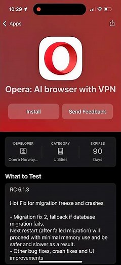 Installing Opera Beta on iPhone – First Look! 🌀#opera #vpn #ios26 #testflight