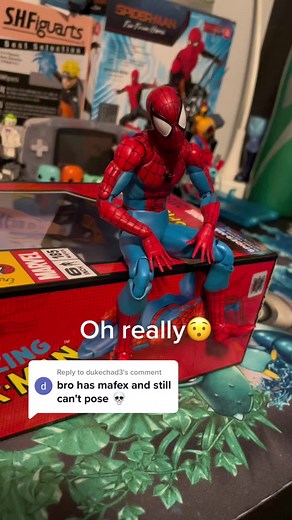 Replying to @dukechad3 Oh I can pose I just wasn’t trying🥱 #spiderman #actionfigures #collection #mafex #figureposing #marvel #help #185 #medicom #spidey #peterparker #marvellegends #fyp #xyzbca #fypシ #regularjj