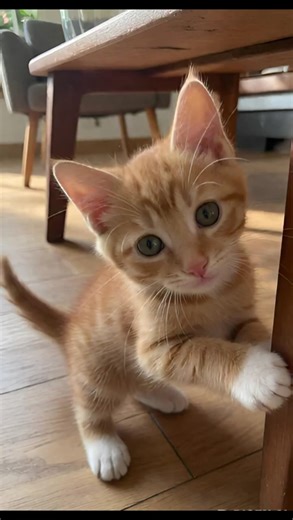Fluffy Orange Tabby Kitten's Epic Three-Table Jump Adventure in Sunny Living Room 🐱✨#shorts #kitten