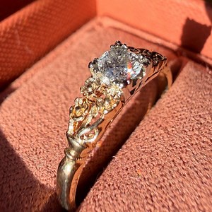 The White Lilac Ring - Antique Solid 14K Yellow Gold and New Natural Earth-mined Diamond Floral Engagement Ring - Etsy